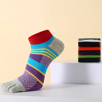 5 Pairs Multicolored Toe Socks - Image 2