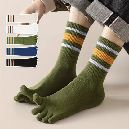 Striped Five Finger Men's Socks - Image 7