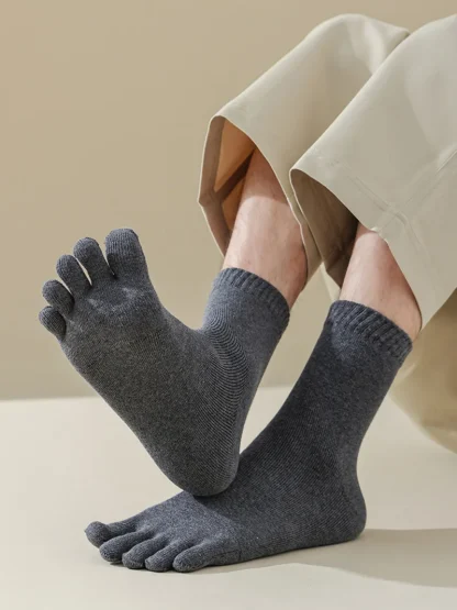 Solid Color Toe Socks with Cozy Fabric - Image 10