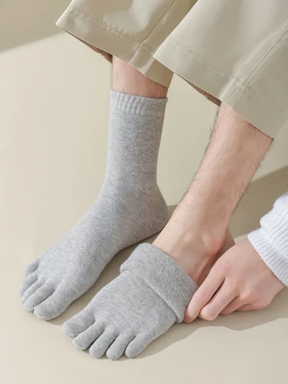 Solid Color Toe Socks with Cozy Fabric - Image 2