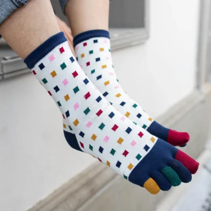 Toe Socks wtih Colorful Polka Dots Print - Image 11