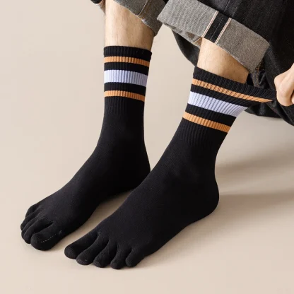 Printed Striped Separate Fingers Socks - Image 3