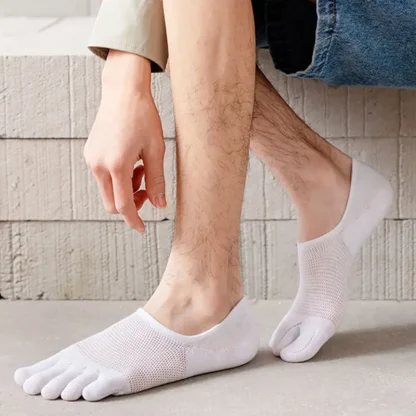 Breathable Plain Color Toe Socks - Image 12