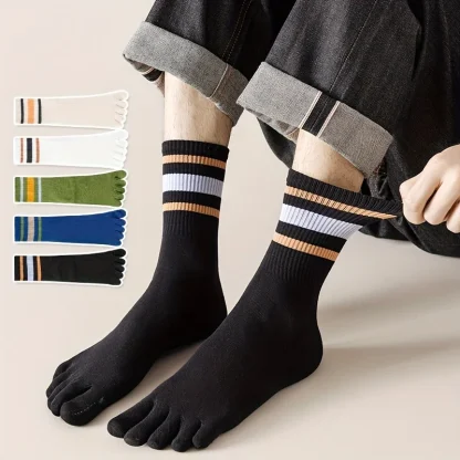 Striped Five Finger Men's Socks - Image 2