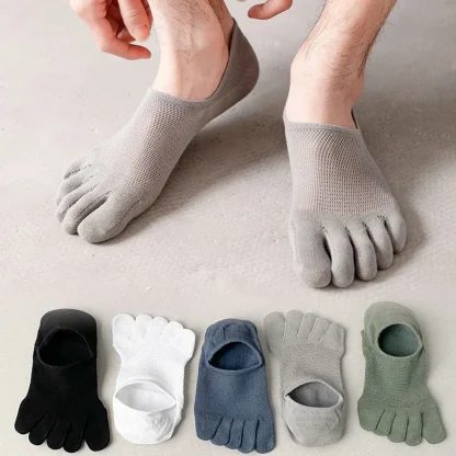 Breathable Plain Color Toe Socks - Image 3