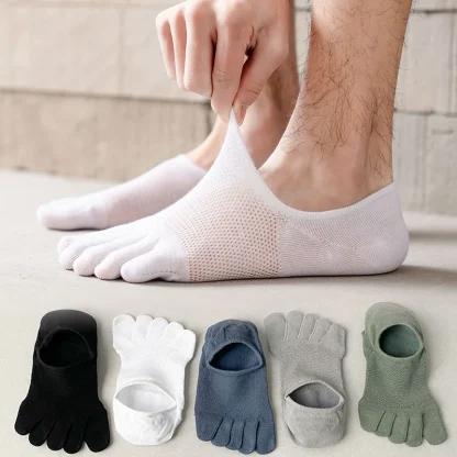 Breathable Plain Color Toe Socks - Image 4