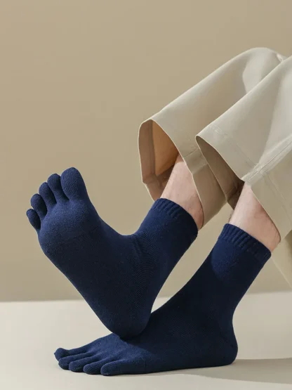 Solid Color Toe Socks with Cozy Fabric - Image 4