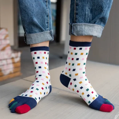 Toe Socks wtih Colorful Polka Dots Print