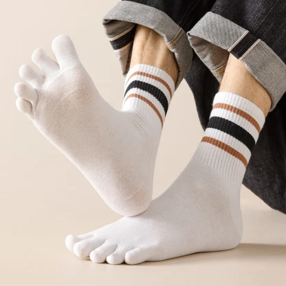 Printed Striped Separate Fingers Socks - Image 2