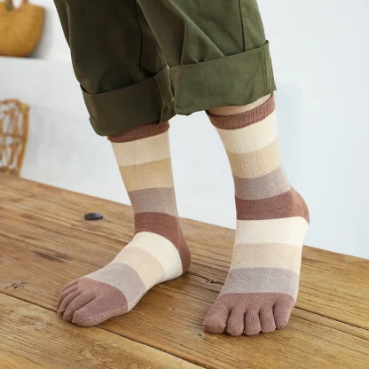 Striped Print Socks with Sweat-Absorbing Effect - Image 4