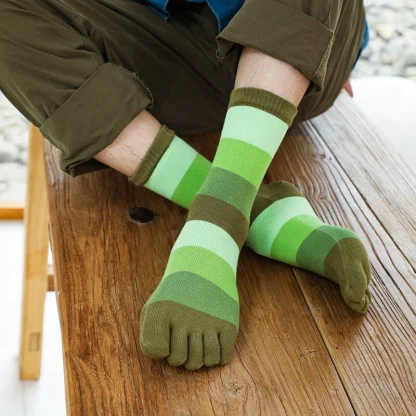 Striped Print Socks with Sweat-Absorbing Effect - Image 5