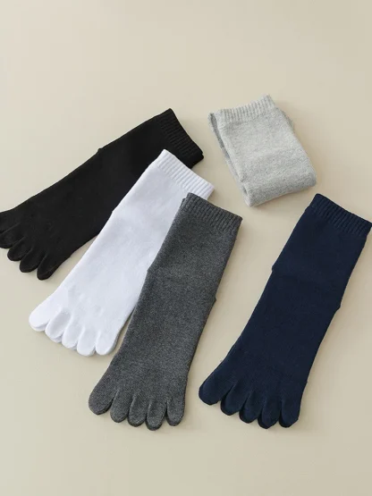 Solid Color Toe Socks with Cozy Fabric - Image 7