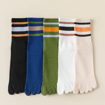 Printed Striped Separate Fingers Socks - Image 4