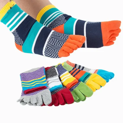 Multicolored Toe Socks with Striped Design - Image 2