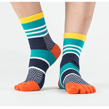 Multicolored Toe Socks with Striped Design