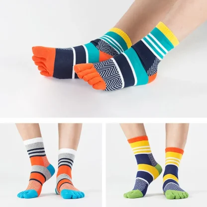 Multicolored Toe Socks with Striped Design - Image 3