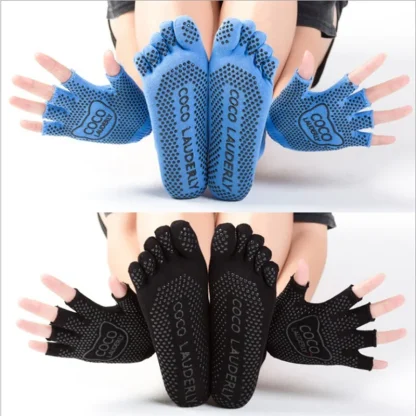 Non Slip Solid Socks with Fingerless Gloves - Image 2