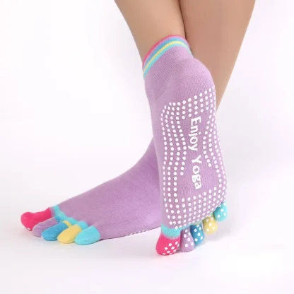 Colorful Trim Toe Socks with Anti-slip - Image 2