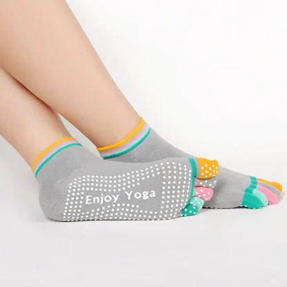 Colorful Trim Toe Socks with Anti-slip - Image 3