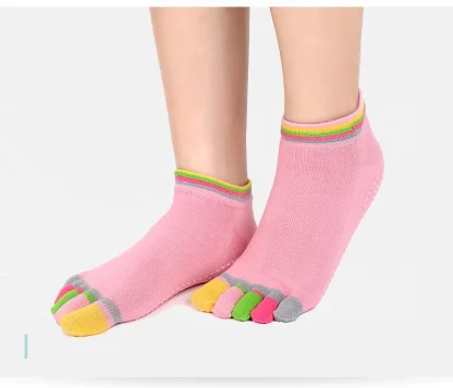 Colorful Trim Toe Socks with Anti-slip - Image 7