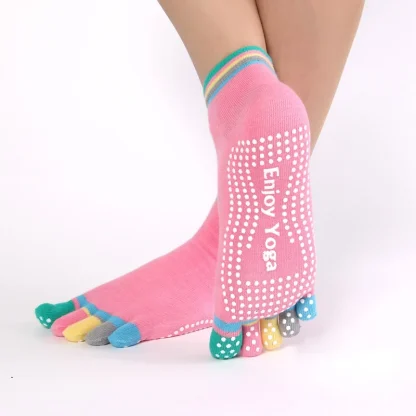 Colorful Trim Toe Socks with Anti-slip