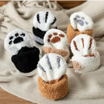 Cute Thermal Socks with Cat Paw Print - Image 3