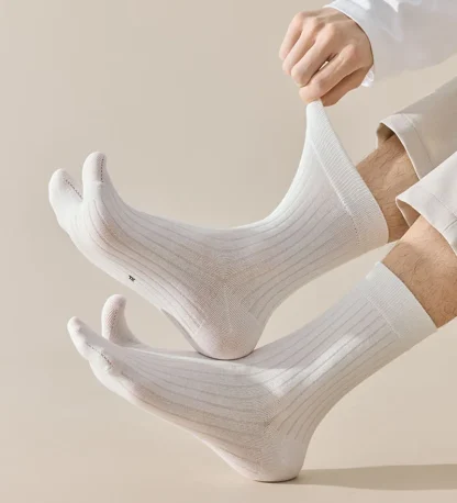 Casual Solid Color Socks with Split Design