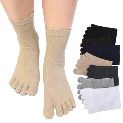 Five Finger Crew Socks with Solid Color - Image 7