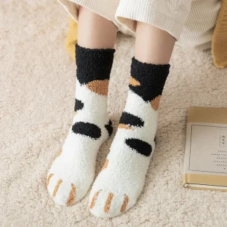 Cute Thermal Socks with Cat Paw Print