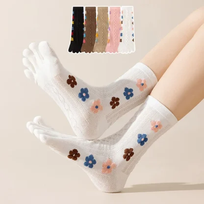 Women's Fingersocks with Floral Design - Image 3