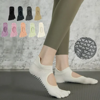 Five Toed Yoga Socks with Cutout Design - Image 2