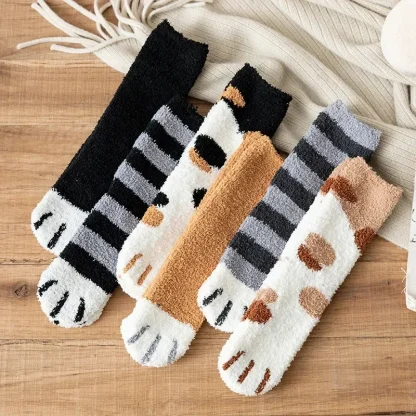 Cute Thermal Socks with Cat Paw Print - Image 7