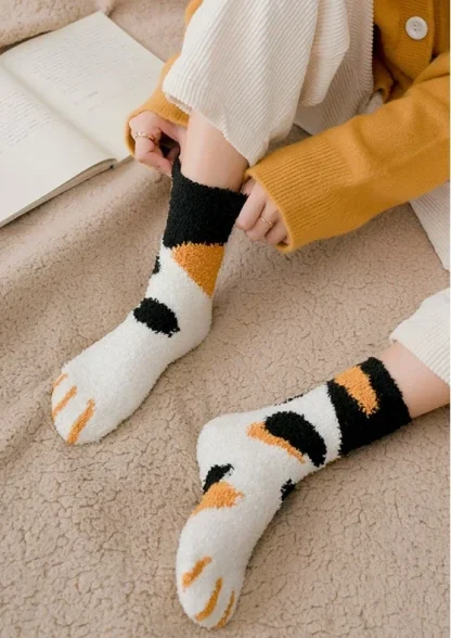 Cute Thermal Socks with Cat Paw Print - Image 6