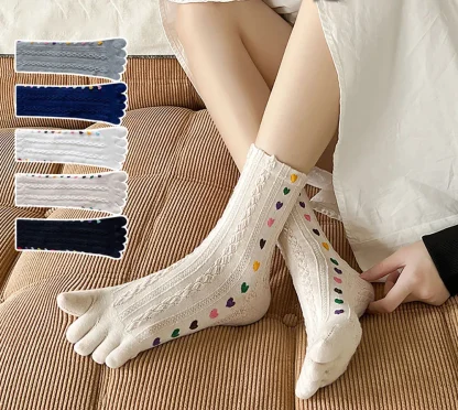 Crew Toe Socks with Colorful Hearts