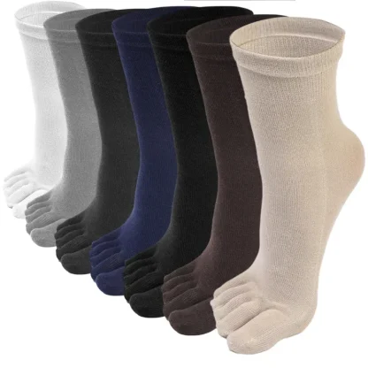 Five Finger Crew Socks with Solid Color - Image 4