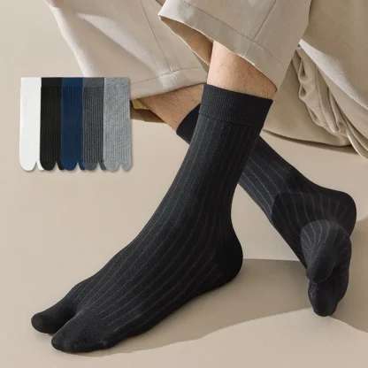 Casual Solid Color Socks with Split Design - Image 2