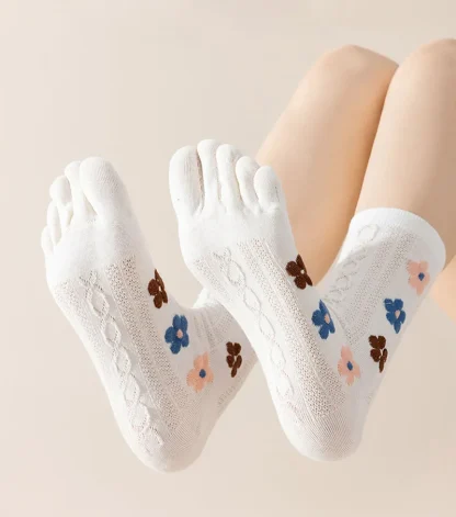 Women's Fingersocks with Floral Design