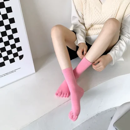 Plain Color Toe Socks with Sweat-absorbing - Image 11