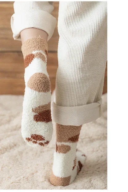 Cute Thermal Socks with Cat Paw Print - Image 4