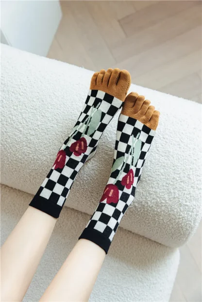 Crew Length Fingersocks with Colorful Prints - Image 12