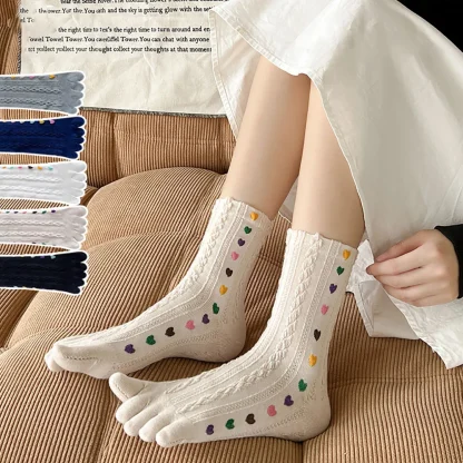 Crew Toe Socks with Colorful Hearts - Image 2