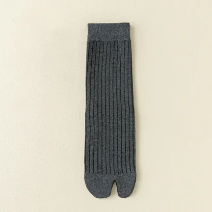 Casual Solid Color Socks with Split Design - Image 14