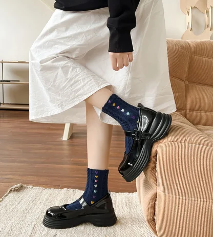 Crew Toe Socks with Colorful Hearts - Image 9