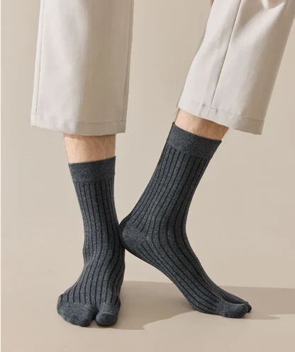 Casual Solid Color Socks with Split Design - Image 9