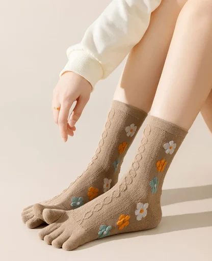 Women's Fingersocks with Floral Design - Image 4