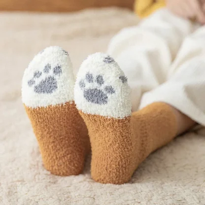 Cute Thermal Socks with Cat Paw Print - Image 5